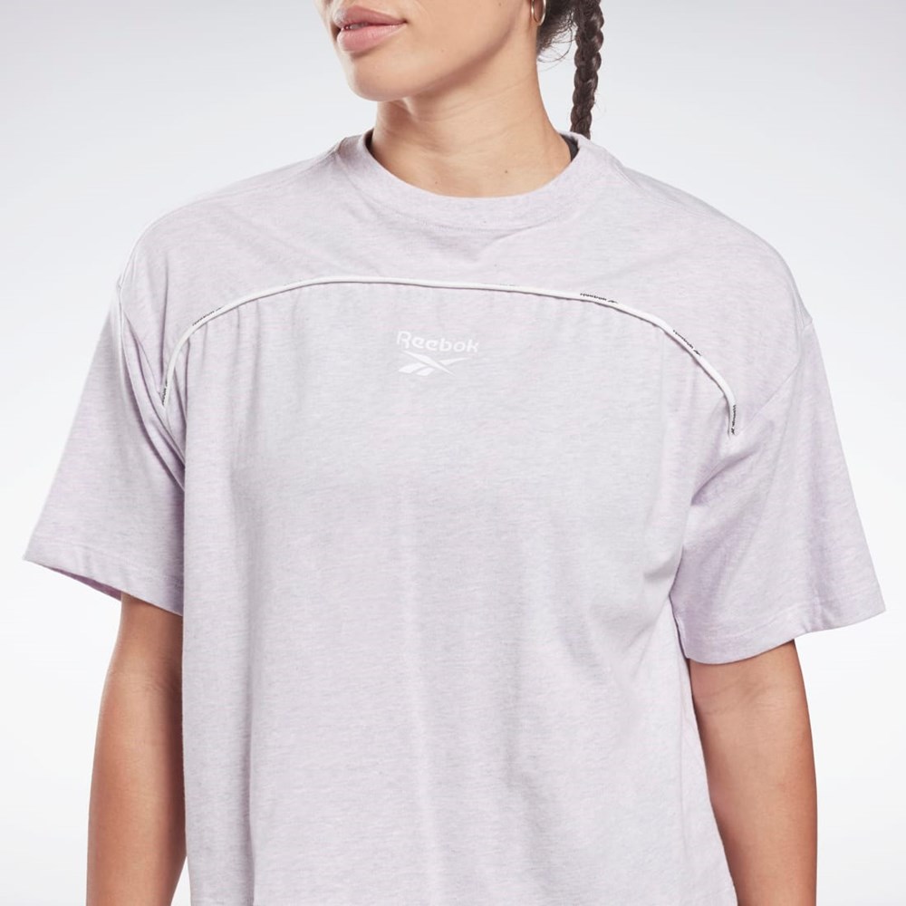 Reebok Piping T-Shirt Quartz Glow Mel | OAUNJZ-403