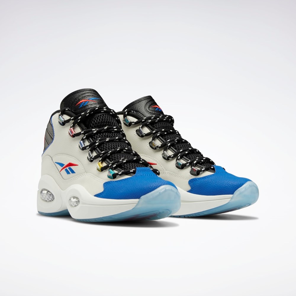 Reebok Question Mid Basketball Shoes Mustat Sininen | JIQDUY-482
