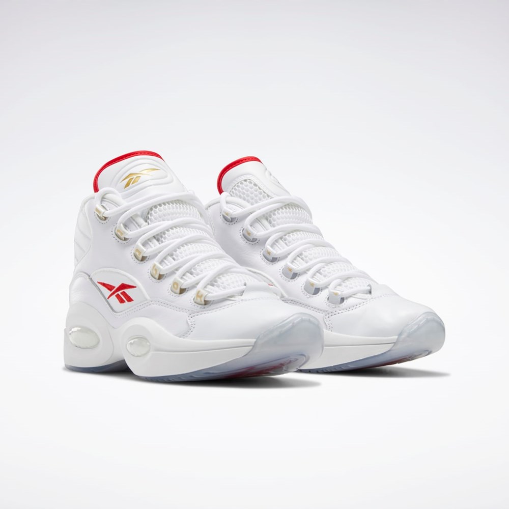 Reebok Question Mid Basketball Shoes Valkoinen Valkoinen Punainen | FXMZAU-897