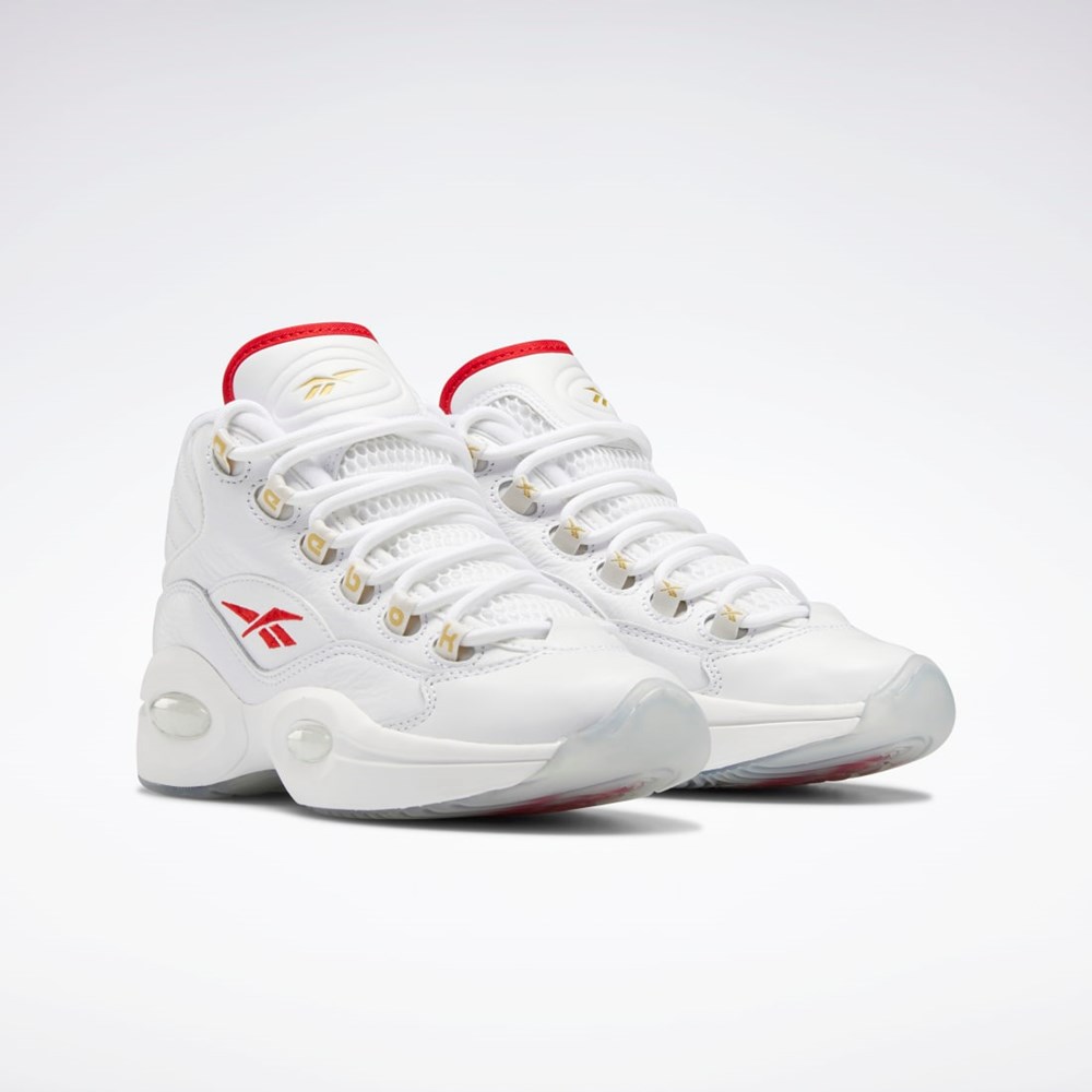 Reebok Question Mid Shoes - Grade School Valkoinen Punainen Valkoinen | IFORPK-702