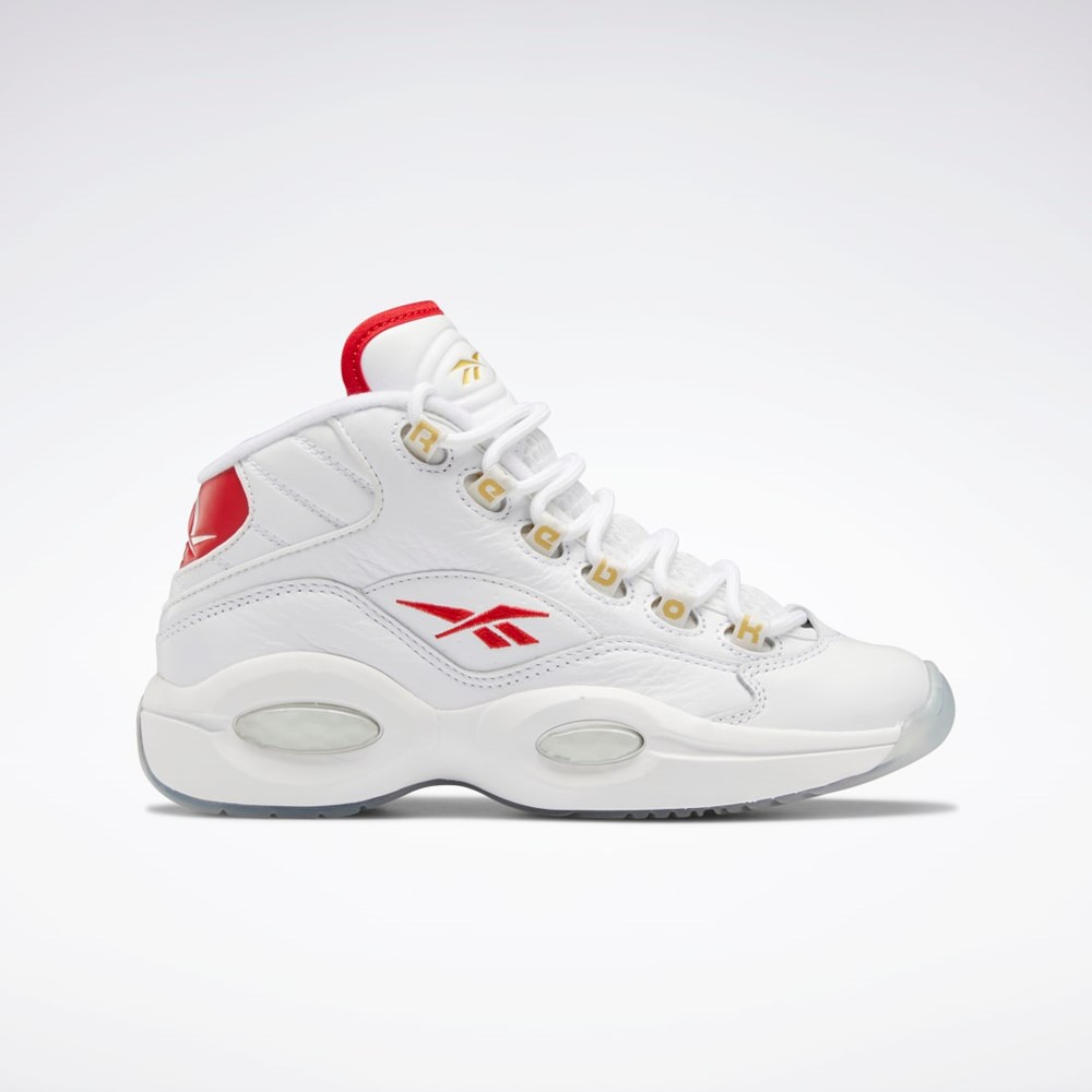 Reebok Question Mid Shoes - Grade School Valkoinen Punainen Valkoinen | IFORPK-702
