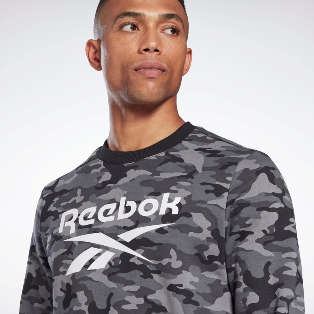 Reebok Reebok Identity Camo Big Logo Crew Sweatshirt Mustat | FUDCMP-602