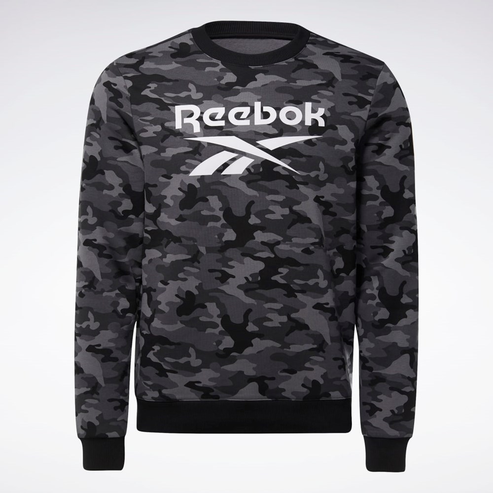 Reebok Reebok Identity Camo Big Logo Crew Sweatshirt Mustat | FUDCMP-602
