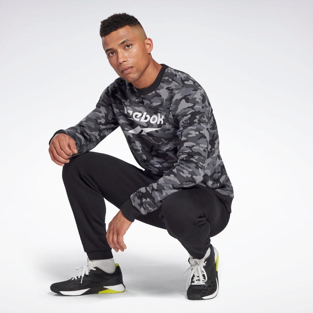 Reebok Reebok Identity Camo Big Logo Crew Sweatshirt Mustat | FUDCMP-602