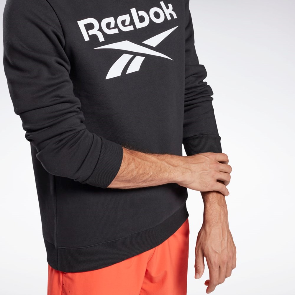 Reebok Reebok Identity Fleece Crew Sweatshirt Mustat Valkoinen | RHBUEZ-104