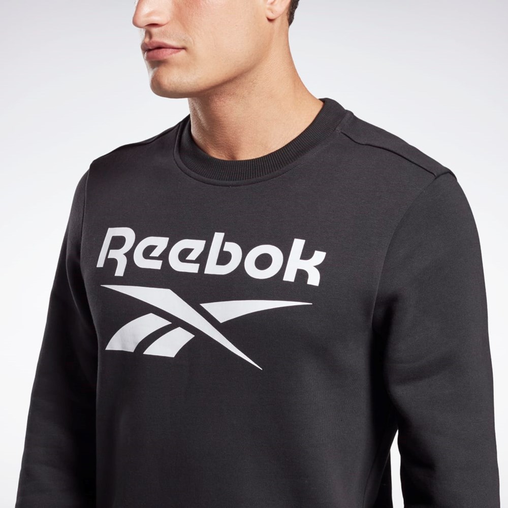 Reebok Reebok Identity Fleece Crew Sweatshirt Mustat Valkoinen | RHBUEZ-104