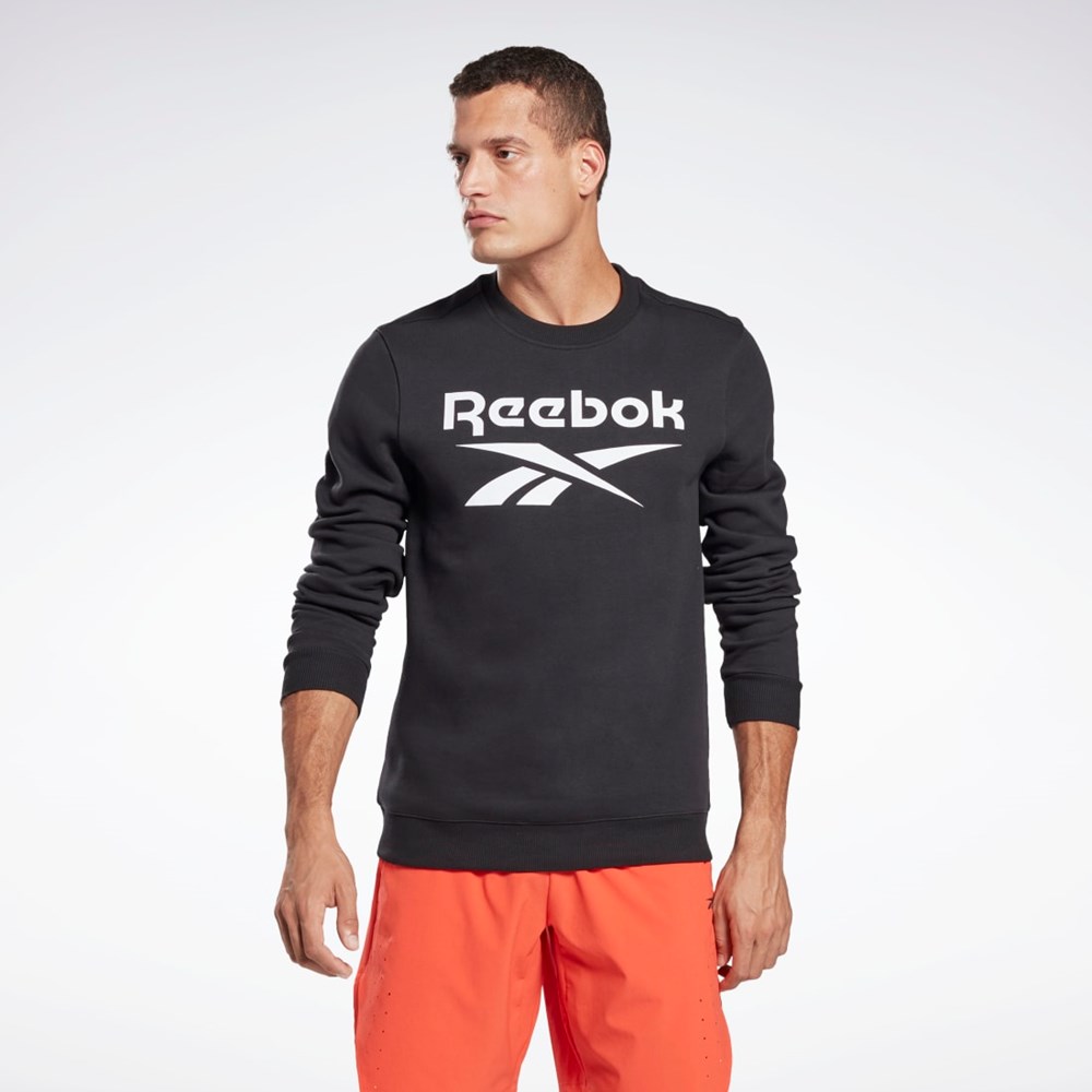 Reebok Reebok Identity Fleece Crew Sweatshirt Mustat Valkoinen | RHBUEZ-104