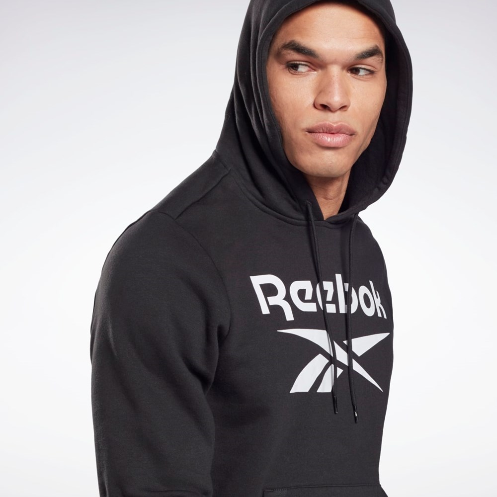 Reebok Reebok Identity Fleece Hoodie Mustat Valkoinen | YOMHTN-290