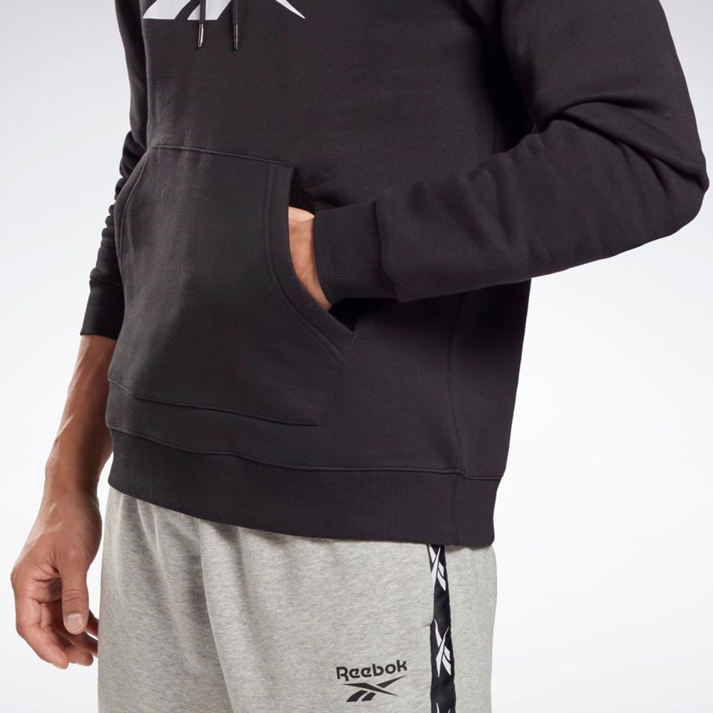 Reebok Reebok Identity Fleece Hoodie Mustat Valkoinen | YOMHTN-290