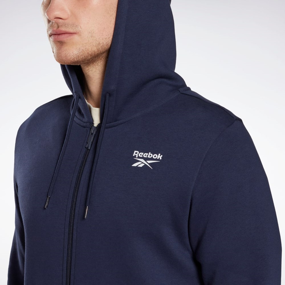 Reebok Reebok Identity Fleece Zip-Up Hoodie Laivastonsininen | TXWQUC-872