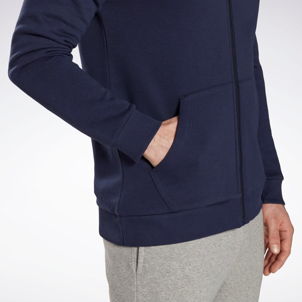 Reebok Reebok Identity Fleece Zip-Up Hoodie Laivastonsininen | TXWQUC-872
