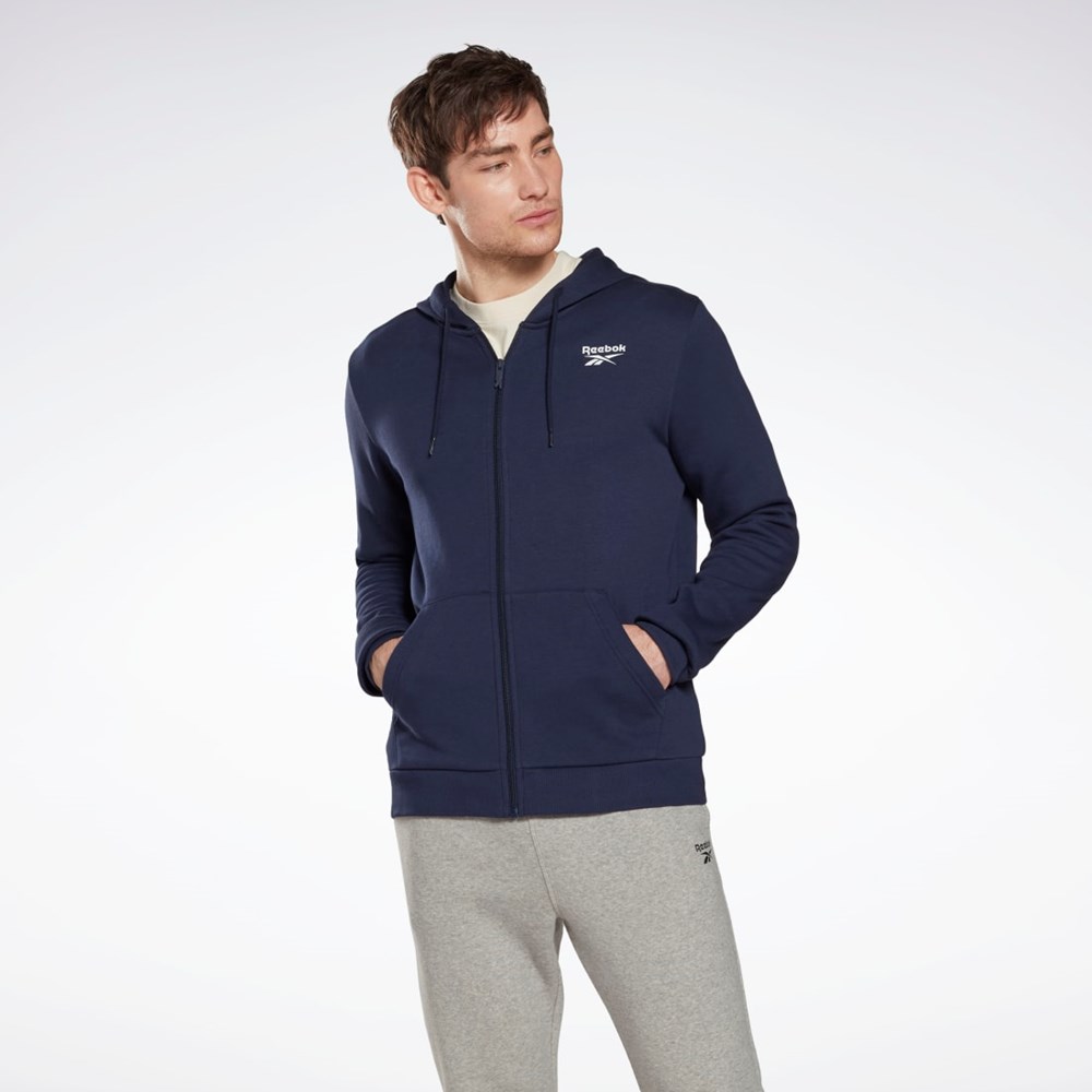 Reebok Reebok Identity Fleece Zip-Up Hoodie Laivastonsininen | TXWQUC-872