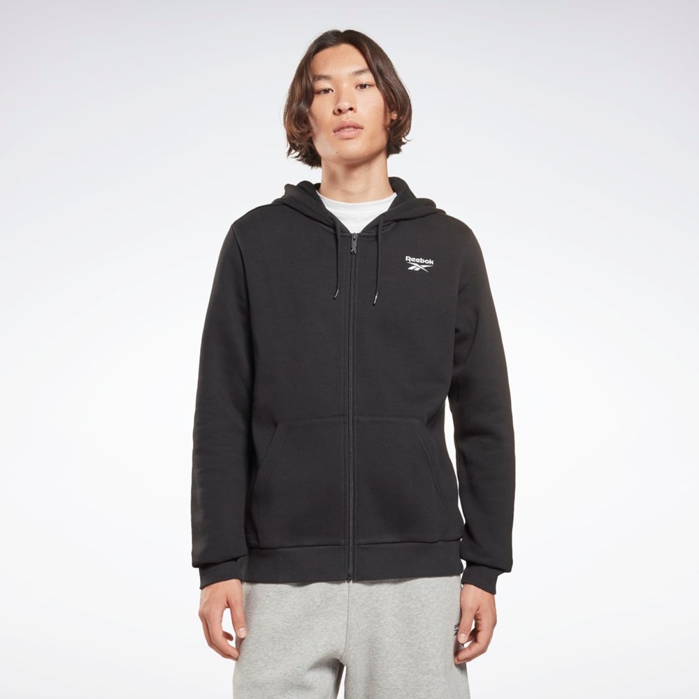 Reebok Reebok Identity Fleece Zip-Up Hoodie Mustat | ZSIFCJ-468