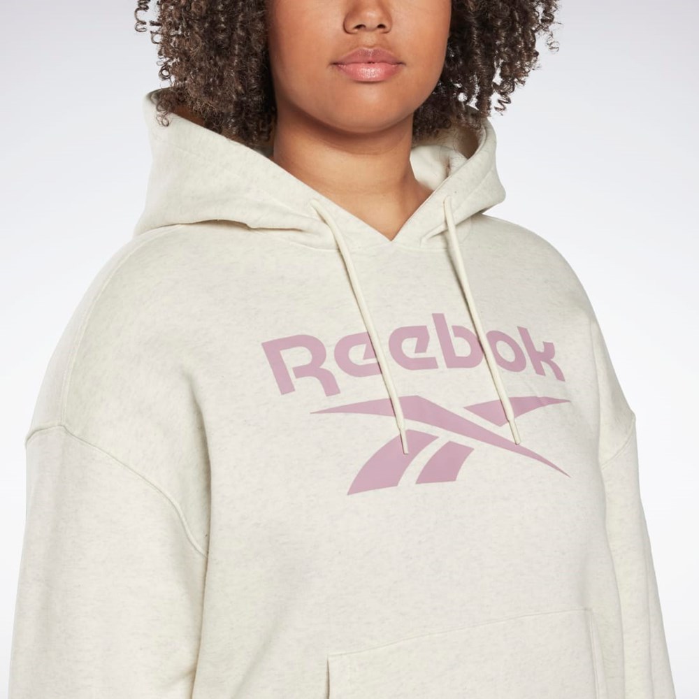 Reebok Reebok Identity Logo Fleece Pullover Hoodie (Plus Size) Valkoinen | LVWCIG-926