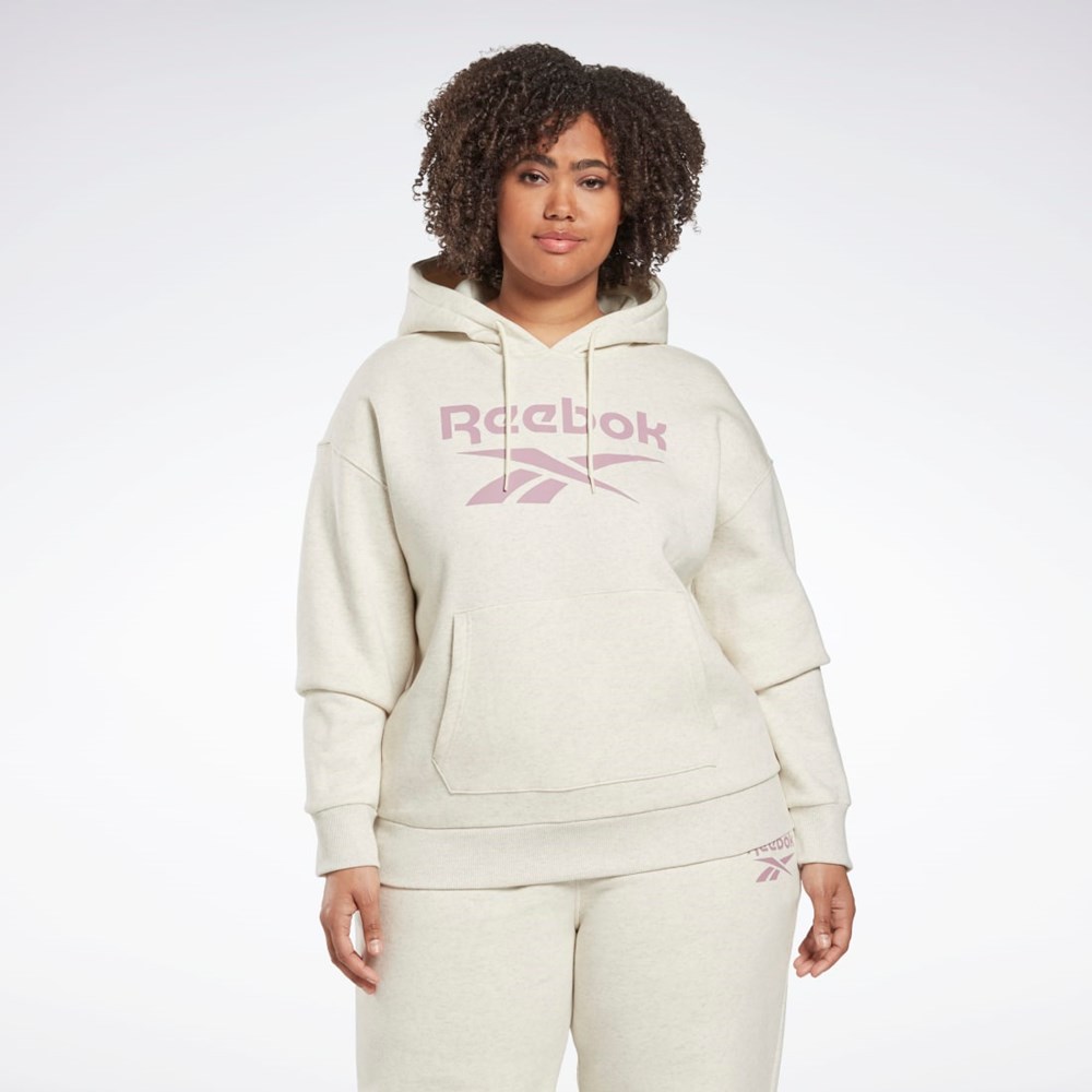 Reebok Reebok Identity Logo Fleece Pullover Hoodie (Plus Size) Valkoinen | LVWCIG-926
