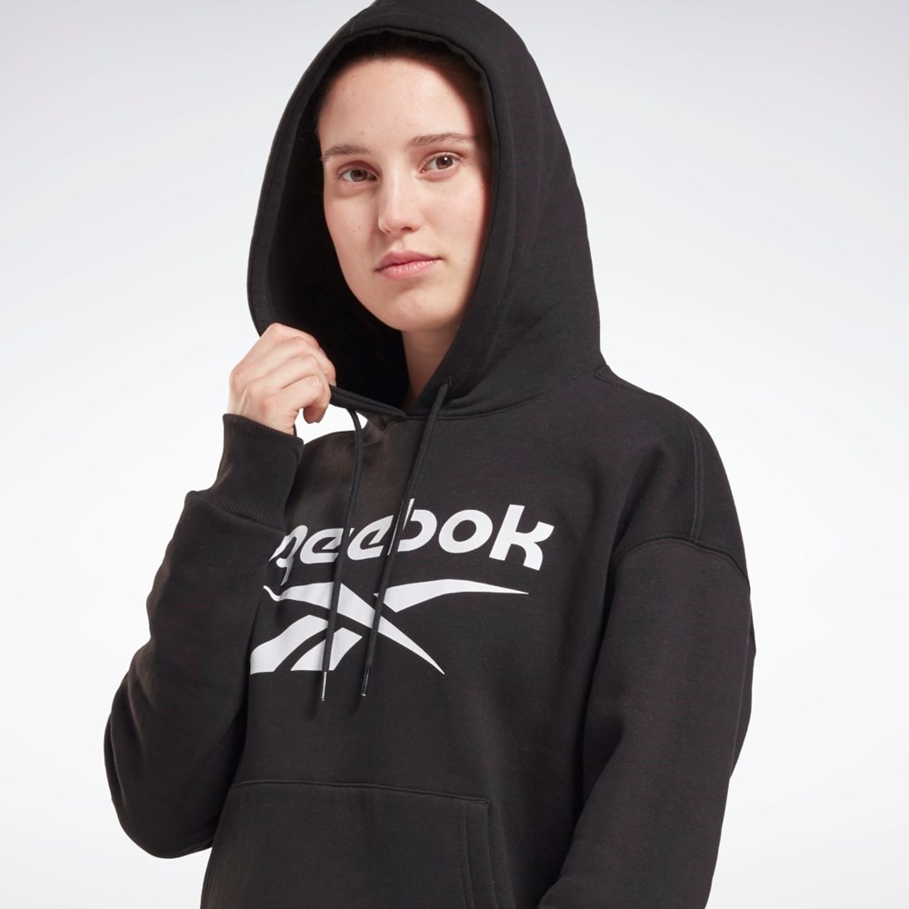 Reebok Reebok Identity Logo Fleece Pullover Hoodie Mustat | OHYXLU-594
