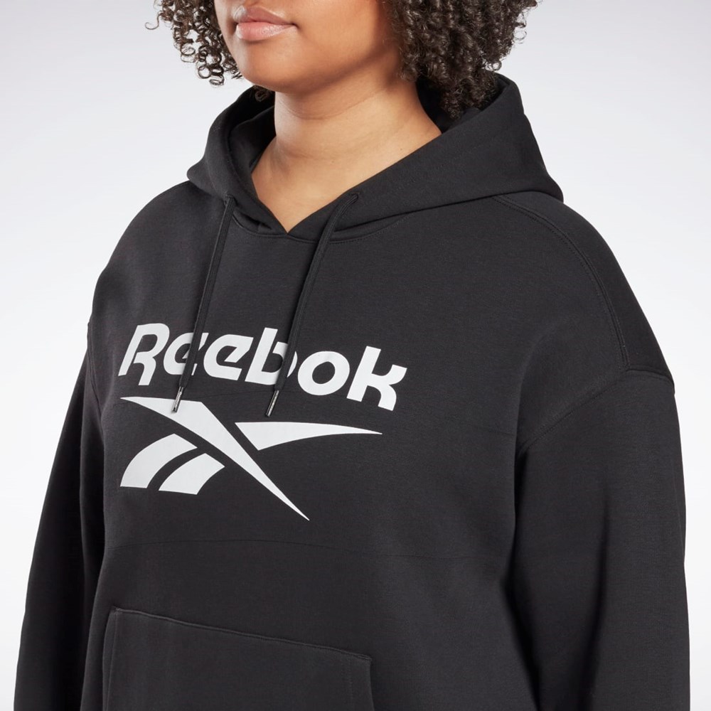 Reebok Reebok Identity Logo Fleece Pullover Hoodie (Plus Size) Mustat | UWSKNR-348