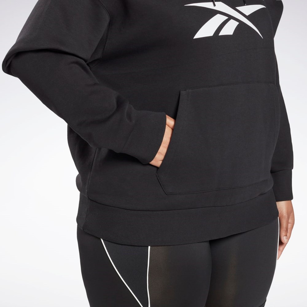 Reebok Reebok Identity Logo Fleece Pullover Hoodie (Plus Size) Mustat | UWSKNR-348