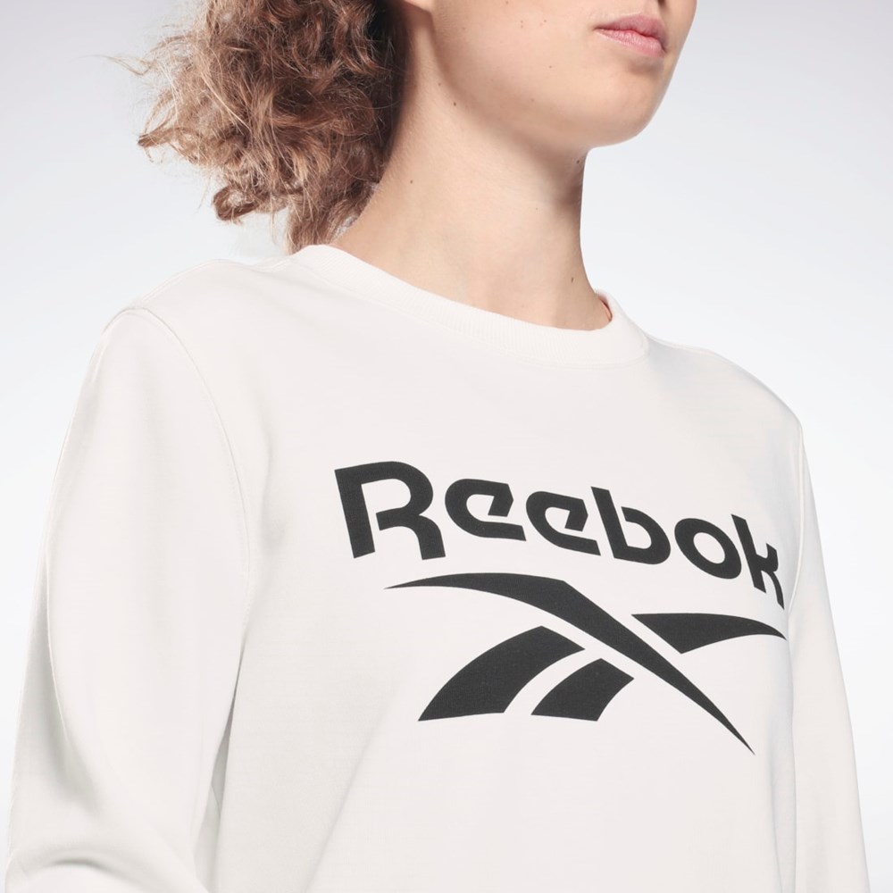Reebok Reebok Identity Logo French Terry Crew Sweatshirt Valkoinen Mustat | BIFCWU-409