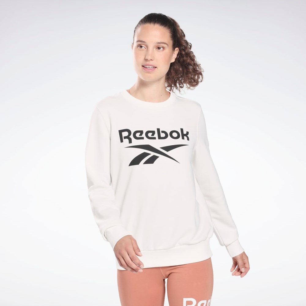 Reebok Reebok Identity Logo French Terry Crew Sweatshirt Valkoinen Mustat | BIFCWU-409