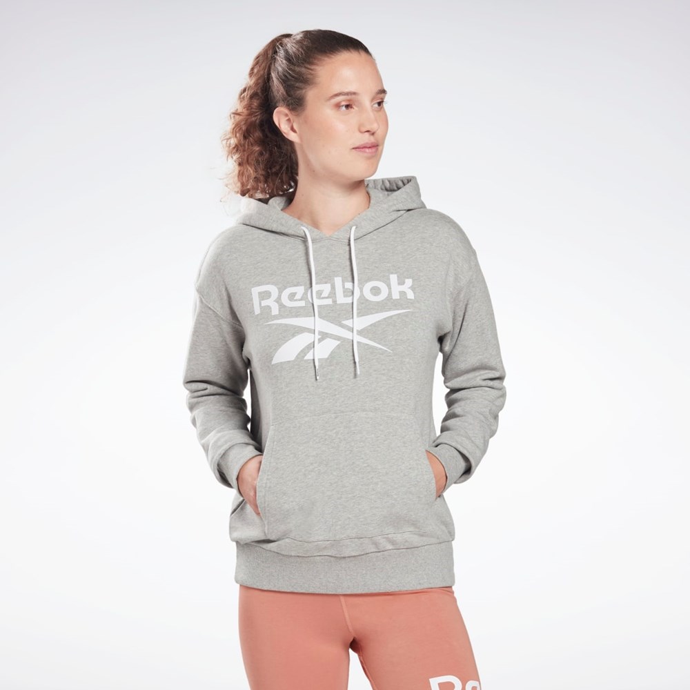 Reebok Reebok Identity Logo French Terry Hoodie Harmaat Valkoinen Valkoinen | FQTPBU-483