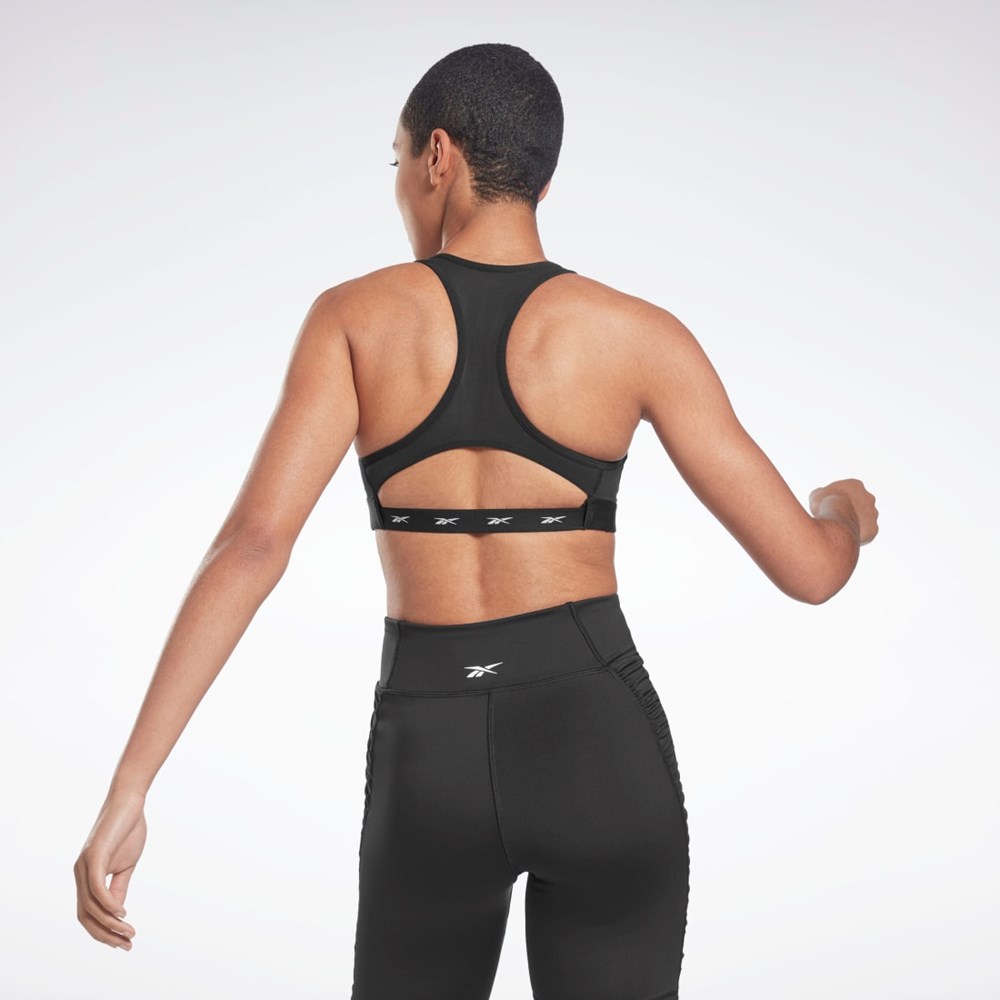 Reebok Reebok Lux Vector Racer Sports Bra Mustat | CFBVIU-273