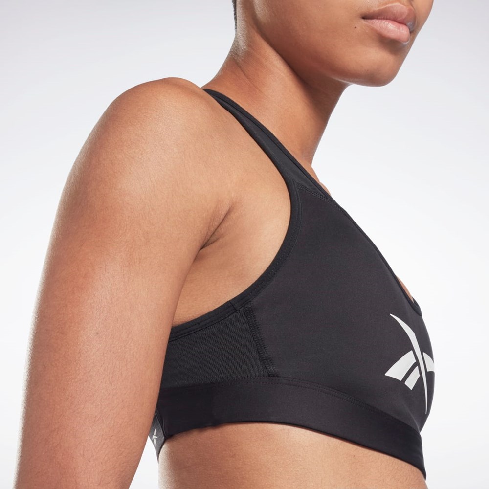 Reebok Reebok Lux Vector Racer Sports Bra Mustat | CFBVIU-273