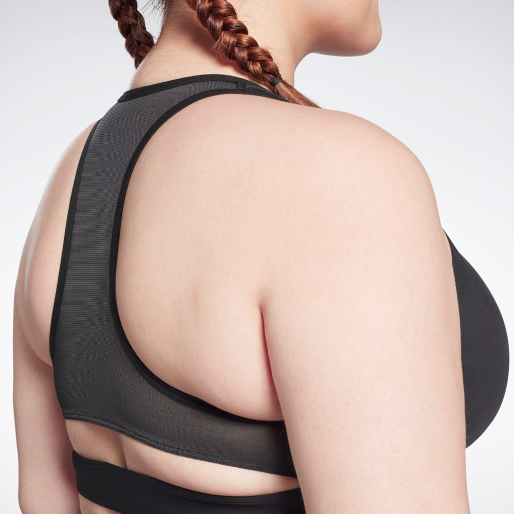 Reebok Reebok Lux Vector Racer Sports Bra (Plus Size) Mustat | NKPAIX-536
