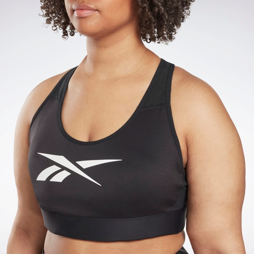 Reebok Reebok Lux Vector Racer Sports Bra (Plus Size) Mustat | ZKGLYU-041