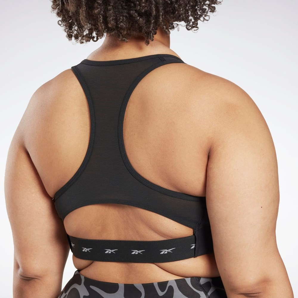 Reebok Reebok Lux Vector Racer Sports Bra (Plus Size) Mustat | ZKGLYU-041