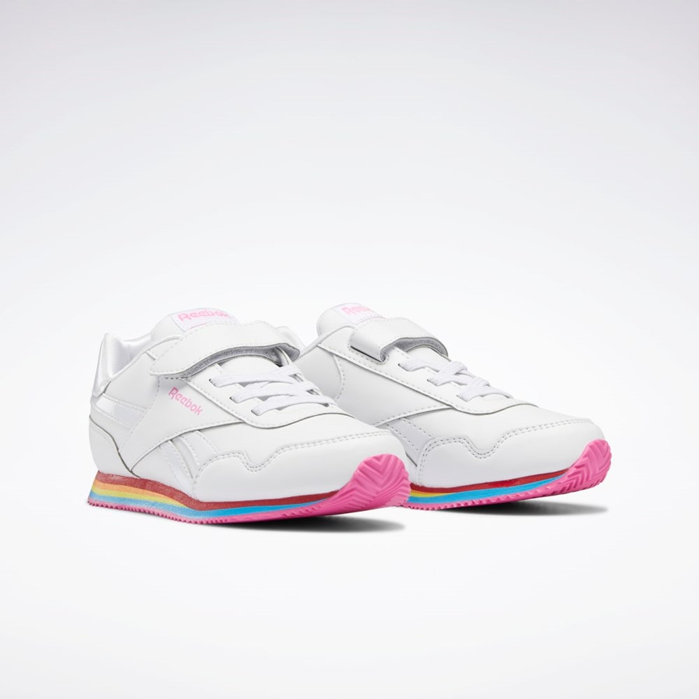 Reebok Reebok Royal CL Jog 3 1V Shoes - Preschool Valkoinen Valkoinen Pinkki | ITLHJY-768