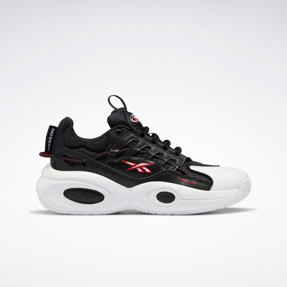 Reebok Reebok Solution Mid Basketball Shoes - Grade School Mustat Valkoinen Punainen | YPHXNM-851