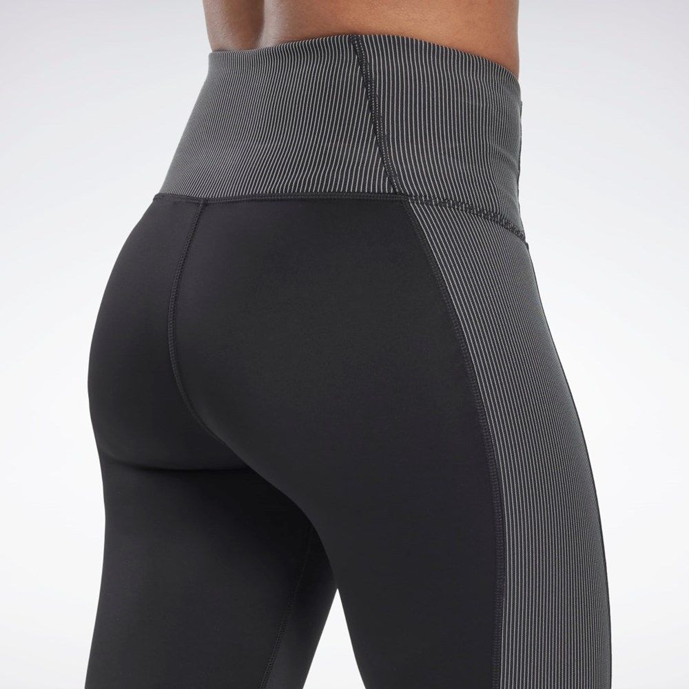Reebok Rib High-Rise Leggings Mustat | TJZEAP-260