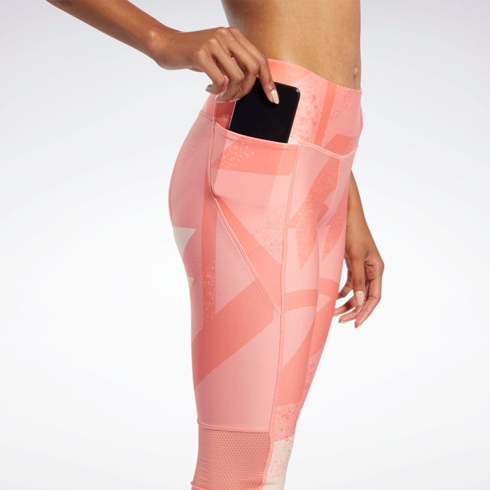 Reebok Run Essentials Allover Print 3/4 Leggings Koralli | ZTDLKN-396