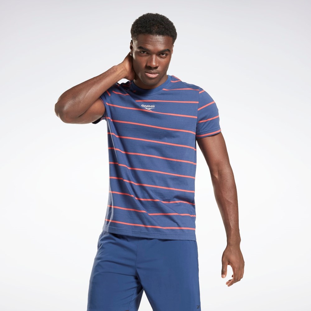Reebok Stripe T-Shirt Sininen | FSHPMA-601