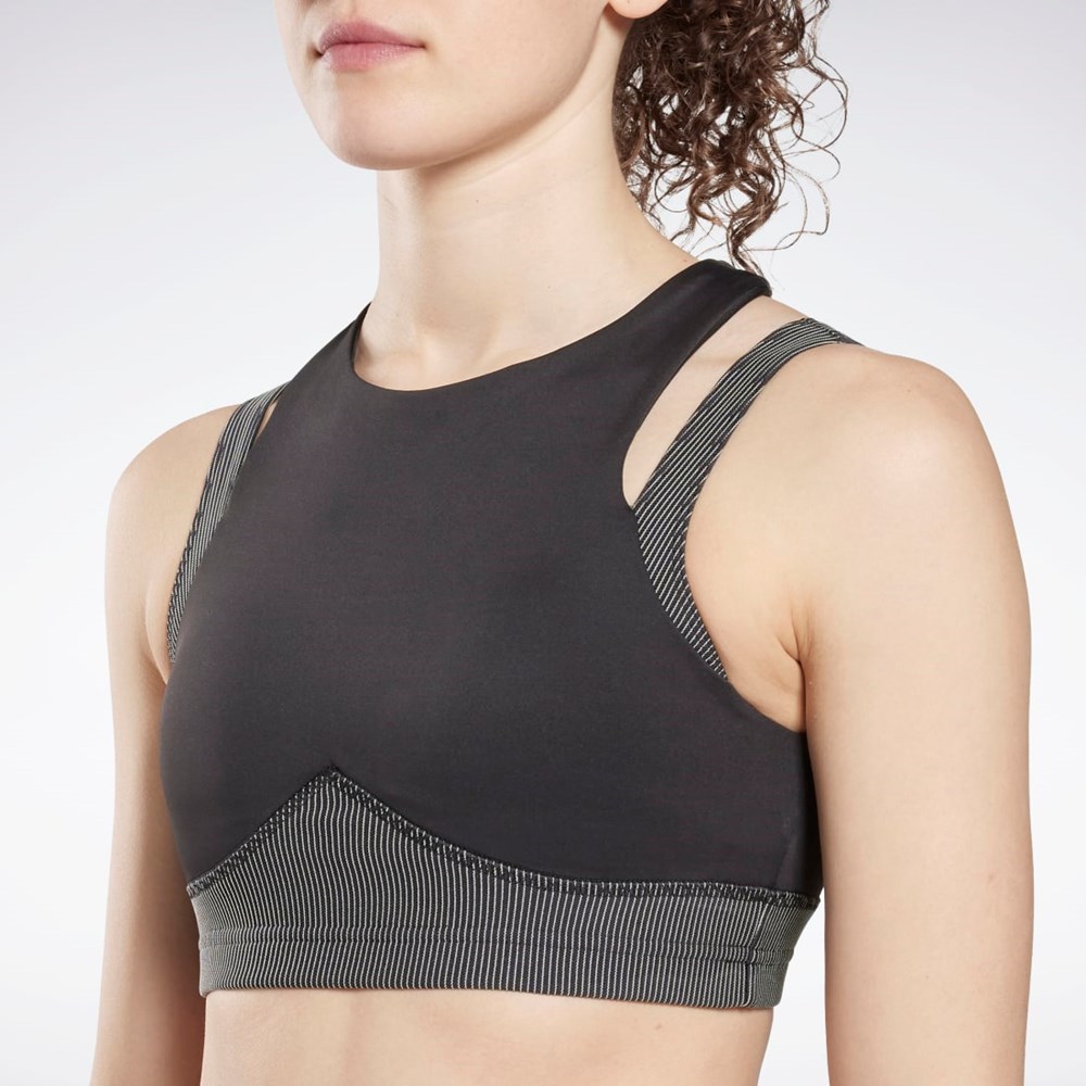 Reebok Studio Layered Bra Top Mustat | IPQWLC-169