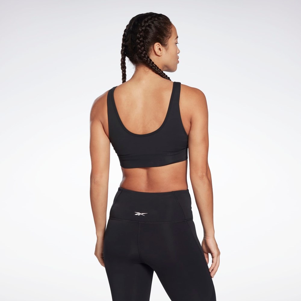 Reebok Studio Reebok Stripped Minimalist Bra Mustat | YISVZG-893