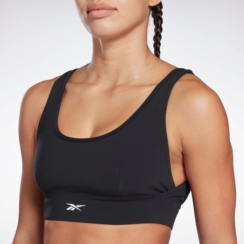 Reebok Studio Reebok Stripped Minimalist Bra Mustat | YISVZG-893