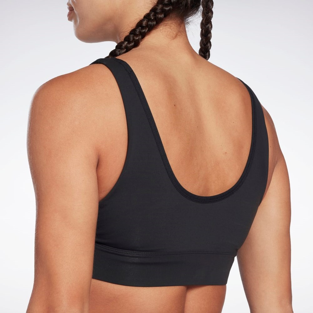 Reebok Studio Reebok Stripped Minimalist Bra Mustat | YISVZG-893