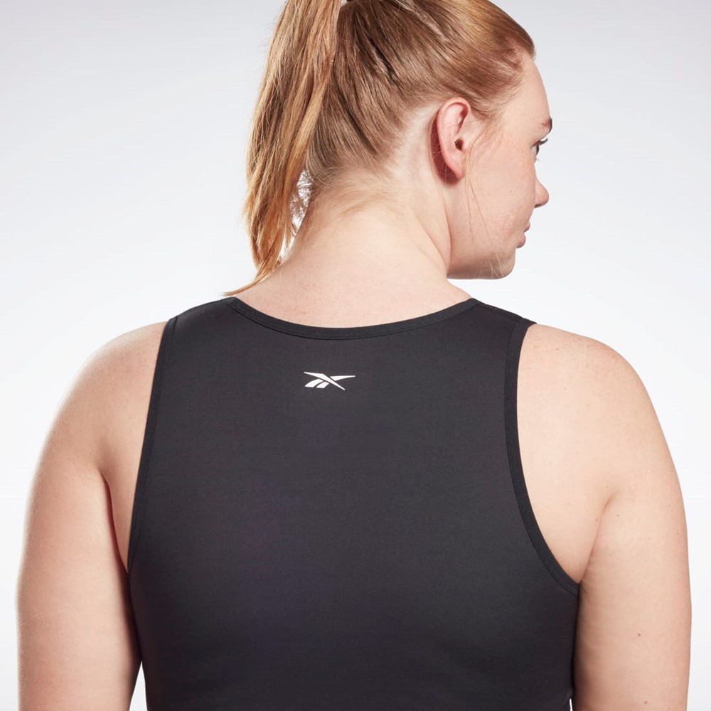 Reebok Studio Ruched Cropped Tank Top (Plus Size) Mustat | IRTUGY-524
