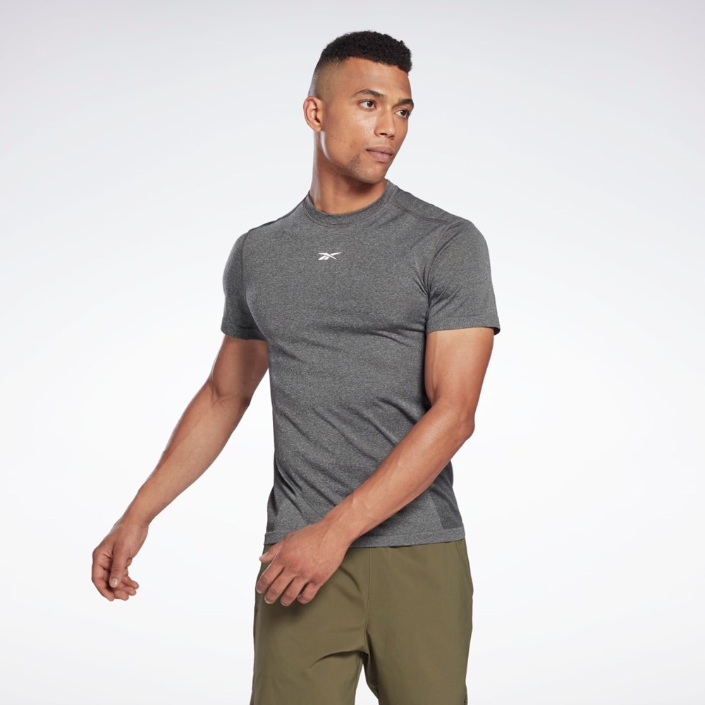 Reebok United By Fitness MyoKnit Seamless T-Shirt Mustat | LFEIBQ-812