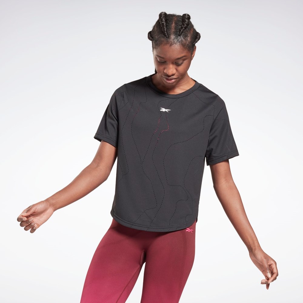 Reebok United By Fitness Perforated T-Shirt Mustat | ZTFOJB-250