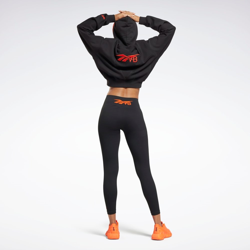 Reebok Victoria Beckham Crop Logo Hoodie Mustat | WPEXHM-701