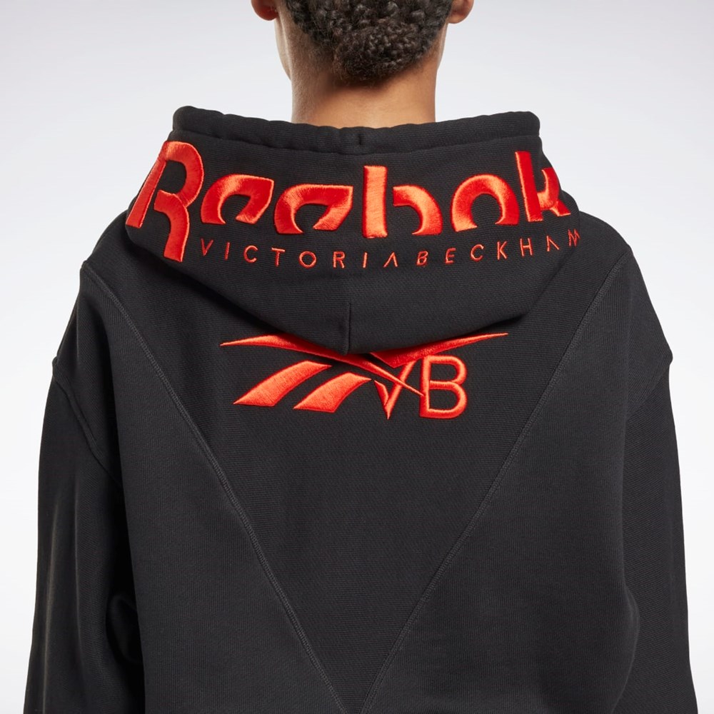 Reebok Victoria Beckham Crop Logo Hoodie Mustat | WPEXHM-701