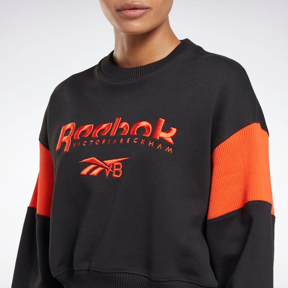 Reebok Victoria Beckham Graafinen Sweatshirt Mustat | LMDJPO-429