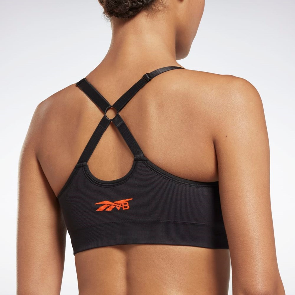 Reebok Victoria Beckham Light-Impact Seamless Bra Mustat | NKFXMT-037