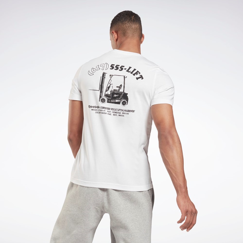 Reebok Weightlifting Novelty Graafinen T-Shirt Valkoinen | MNVTLJ-832