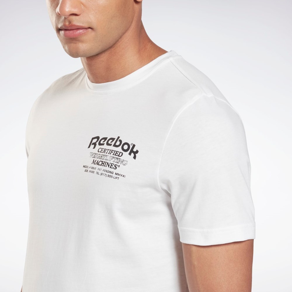 Reebok Weightlifting Novelty Graafinen T-Shirt Valkoinen | MNVTLJ-832