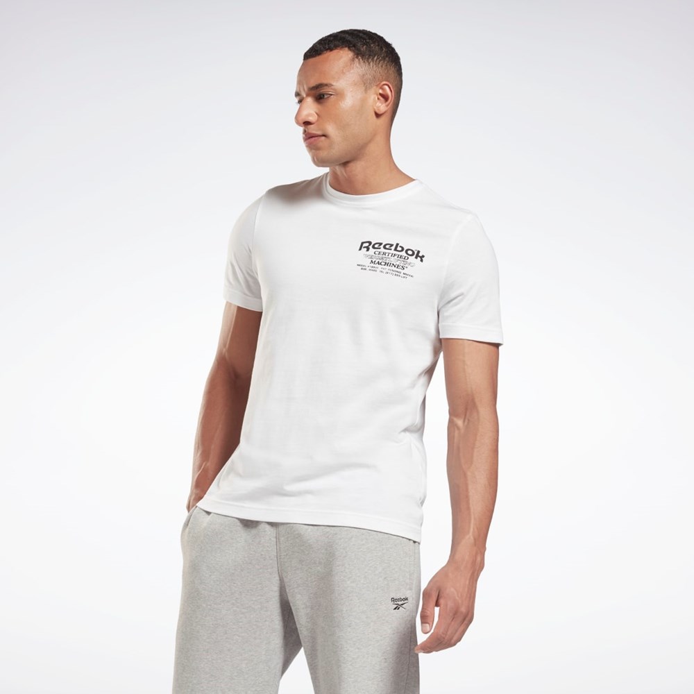 Reebok Weightlifting Novelty Graafinen T-Shirt Valkoinen | MNVTLJ-832