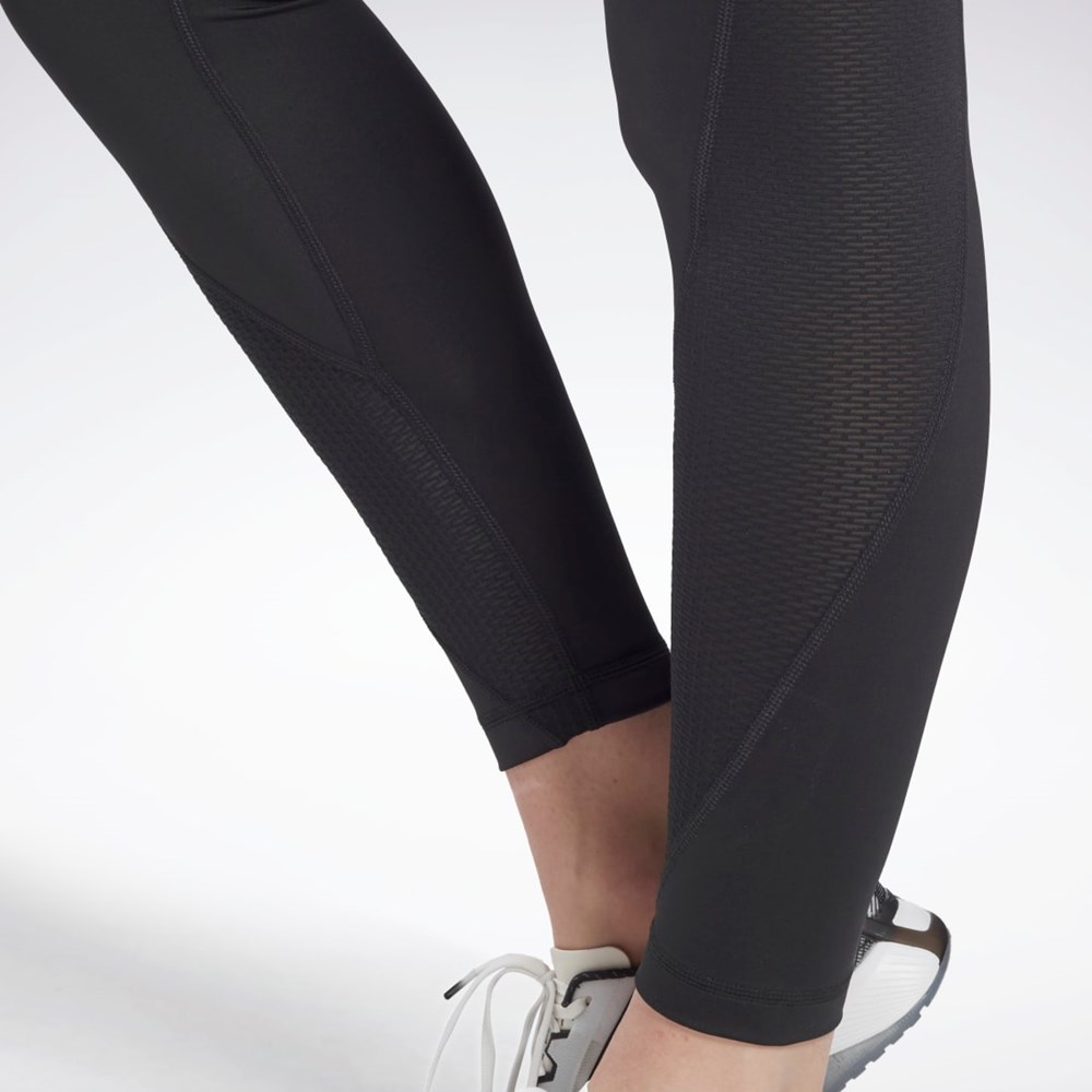 Reebok Workout Ready Mesh Leggings Mustat | MUOXPD-087
